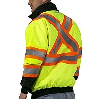 JORESTECH High Visibility Reflective Safety Bomber Jacket Waterproof X in Back ANSI/ISEA