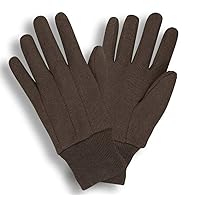 Cordova 1400P Cotton Gloves, Standard Weight, Brown Jersey Cotton, Clute Cut, Knit Wrist, Large, 12-Pack