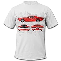 Men's 1970 Challenger Sketch American Muscle Car T-Shirt, 5XL, Red