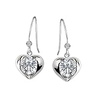 Sterling Silver Round 6mm Heart Hook Earrings