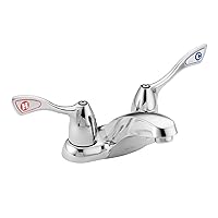 Moen Commercial M-Bition Chrome Two-Handle Centerset Bathroom Faucet 1.5 GPM, Single Mount Lavatory Sink Faucet, 8800