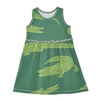 Girls Sleeveless Dress Alligator Fun Sleepy Adorable Tank Play Sundress 2T-8T