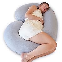 Pregnancy Pillows, C-Shape Full Body Pillow – Jersey Cover Dark Grey – Pregnancy Pillows for Sleeping – Body Pillows for Adults, Maternity Pillow and Pregnancy Must Haves, New Mom Gifts