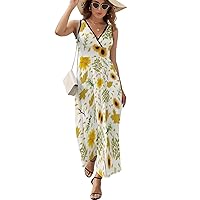 Bengbobar Women's Summer Casual Floral Printed Bohemian Spaghetti Strap Beach Floral Long Sleeveless Maxi Dress