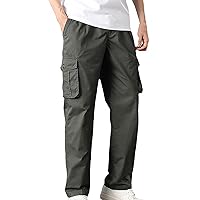 Big and Tall Cargo Pants for Men Relaxed Fit Straight Leg Carpenter Pant Multi Pockets Elastic Waist Lightweight Work Pants