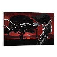 Anime Posters Afro Samurai Man Cool Room Art Deco Posters (2) Wall Art Paintings Canvas Wall Decor Home Decor Living Room Decor Aesthetic 16x24inch(40x60cm) Frame-Style
