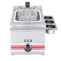 Gas Deep Fryer,Countertop Oil Fryer Adjustable Firepower with Temperature Control Commercial Deep Fryers Stainless Steel for Home Kitchen and Restaurant