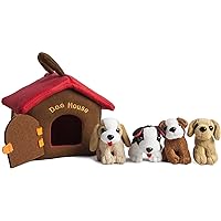 Kovot Plush Pet Dog House Carrier with 4 Barking Puppies | Plush Animal Toy