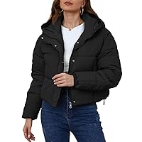 Yimoon Women's Cropped Puffer Jacket Hooded Zip Up Quilted Short Padded Coat Lightweight Winter Warm Outwear