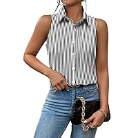 Zeagoo Sleeveless Blouses for Women Summer Casual Button Down Shirts Flower Tank Tops Fashion