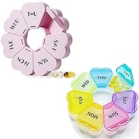 Cute Weekly Pill Box 7 Day, Heart Shaped Pill Case Organizer 1 time a Day, Purple Pink Pill Container Once Daily, Large Medicine Dispenser for Vitamin/Fish Oil/Medication/Supplements