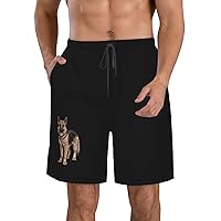 Dog German Shepherd Boardshorts Summer Beach Workout Shorts Drawstring Swim Pants Quick Dry Swim Shorts for Mens