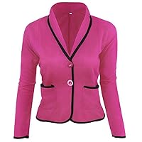 Women Office Work Blazer 3/4 Sleeve Blazers Notched Lapel Pocket Button Suit