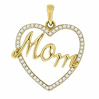 Navnita Jewellers 14K Yellow Gold Finish 0.30 TCW Round Cut Diamond Heart Mom Fashion Charm Pendant With 18