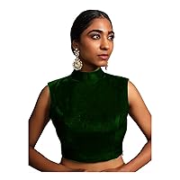 Women's Readymade Velvet Blouse For Sarees Designer Indian Bollywood Padded Stitched Choli Crop Top