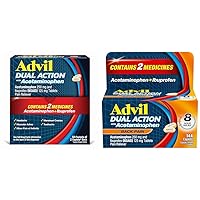 Advil Dual Action Coated Caplets and Back Pain Caplets Bundle with Ibuprofen and Acetaminophen for 8 Hours Pain Relief