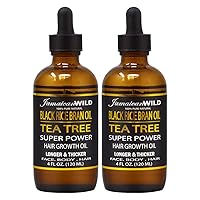 Jamaican Wild Black Rice Bran Oil Tea Tree Super Power Hair Growth Oil 4oz (Pack of 2)