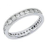 14k White Gold 1.75 Carats Round Channel Diamond Eternity Band