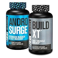 Jacked Factory Androsurge Estrogen Blocker & Testosterone Booster for Men (60 Capsules) & Build-XT Daily Muscle Builder & Performance Enhancer (60 Capsules)