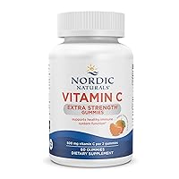 Vitamin C Extra Strength Gummies - Tangerine Flavor - 60 Gummies - 500 mg Vegan Vitamin C Supplement - Low-Sugar Immune-Support Gummies - 30 Servings