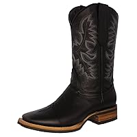 Texas Legacy Mens Black Western Cowboy Boots Rodeo Wear Real Leather Square Toe