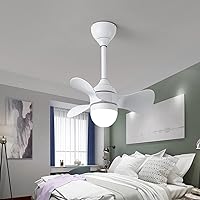 Kids Fan with Ceililight and Remote Control Reversible Silent 6 Speeds Bedroom Led Small Ceilifan Light with Timer Modern Liviroomt Fan Ceililight/White