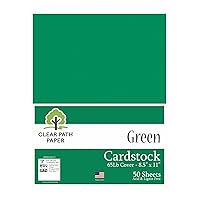 Clear Path Paper - Green Cardstock - 8.5 x 11 inch - 65Lb Cover - 50 Sheets