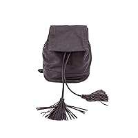 Burgundy Leather Backpack with Fringe Tassels