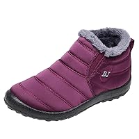 Snow Boots Womens Winter Ankle Boots Women Snow Boots Autumn and Winter Fashionable Simple and Comfortable Flat Slip On Snow Boots Womens Winter Ankle Boots
