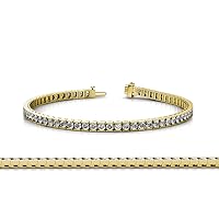 Natural Diamond 2.5mm Channel Set Tennis Bracelet 3.78 ctw 14K Yellow Gold