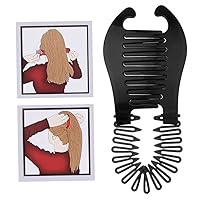 1PC Bendable Plastic Hair Comb Ponytailer Hair Styling Tool Modern Banana Clip Interlocking Comb French Side Comb For Women Girls DIY Hair Style, Black