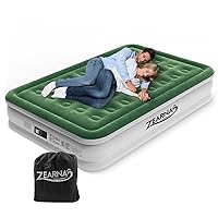 Queen Air Mattress with Built-in Pump for Home, Camping & Guests - 16'' Queen Size Inflatable Airbed Double High Adjustable Blow Up Mattress, Durable Portable Waterproof