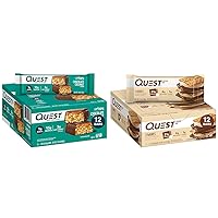 Quest Nutrition Crispy Chocolate Coconut Hero Protein Bar, 15g Protein, 1g Sugar, 3g & S'mores Protein Bar, High Protein, Low Carb, Gluten Free, Keto Friendly