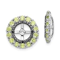 925 Sterling Silver Peridot and Black Sapphire Earrings Jacket Measures 13x13mm Wide Jewelry Gifts for Women