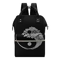 Yin and Yang Bonsai Tree Japanese Durable Travel Laptop Hiking Backpack Waterproof Fashion Print Bag for Work Park Black-Style