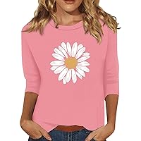 Comfort Colors Tshirt, 3/4 Sleeve Shirts for Women Cute Print Graphic Tees Blouses Casual Plus Size Tops Pullover