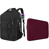 Laptop Backpack 17.3 Inch TSA Friendly Large Travel Backpack, Laptop Case 15.6 inch, WineRed