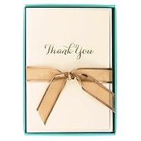 Graphique Script La Petite Presse Boxed Thank you Notes - 10 Embossed and Embellished Gold Foil Cursive Thank You Cards with Matching Envelopes, 3.25