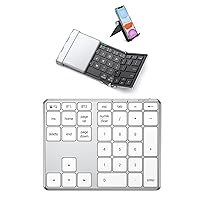 iClever Folding Keyboard, Bluetooth Travel Keyboard, Sync Up to 3 Devices, Metal Build, USB-C Recharge, Portable Foldable Keyboard with Stand Holder for iPad, iPhone, Smartphone, Laptop and Tablet