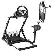IDEALHOUSE Racing Steering Wheel Stand, Gaming Wheel Stand Suitable for Logitech G920/G25/G29, Thrustmaster T80/T150/T300 with Gear Lever Wheel Slot, Foldable (No Pedals, Handbrake, Steering Wheel)