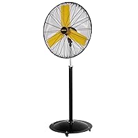 VENTISOL 24 Inch High Velocity Oscillating Industrial Pedestal Fan, 7,800CFM Heavy-duty Metal Stand Fan with 4 Universal Wheels,Adjustable Height,3 Speeds Stand Up Fan for Warehouse, Basement