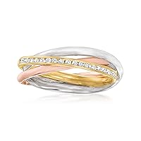 Ross-Simons 0.20 ct. t.w. Diamond Multi-Row Ring in Tri-Colored Sterling Silver