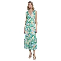 Donna Morgan Glitter Stripe Tiered Maxi with Shoulder Ties | Wedding Guest Dresses for Women