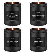 Scented Candles Set | Men Candles Set, Candles for Men Scented Candles for Home - 4 Pack Candles Scents of Pine & Clove/Cedar Oakmoss/Patchouli Amber/Magnolia & Sandalwood