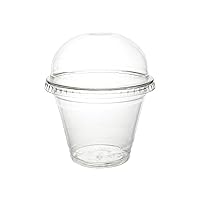 Party Essentials 9 oz Disposable Old Fashioned Tumblers Party Cups for Cold Drinks Cocktail Wine Parfait Fruit Ice Cream Cupcake Yogurt Smoothie snacks, 50 sets, Cups + Dome Lids, Clear