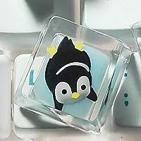 Cute Penguin Anime Keycaps,Blue Ocean Custom Keycaps, Clear Resin Artisan Keycap with Designs for Gaming Mechanical Keyboards Cherry MX Gateron Switches,Transparen Keyboard Keycaps.(OEM)(1 Penguin)