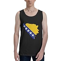 Bosnian Map Flag Men's Tank Top Shirt Cotton Tank Top Cool Fitness T Shirts