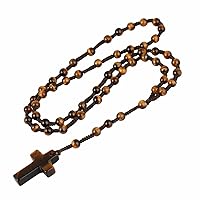 TUMBEELLUWA Cross Pendant Beaded Necklace for Men Women, Catholic Rosary Hand Knotted Necklace