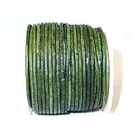 Cords Craft® | 3mm Round Leather Cord for Jewelry Making Bracelets Necklace Beading Work DIY Craft (Vintage Emerald, 21.87 Yards)