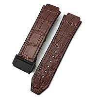 20mm 22mm Cowhide Leather Rubber Watchband 25mm * 19mm Fit for Hublot Watch Strap Calfskin Silicone Bracelets Sport (Color : 64, Size : 28mm)